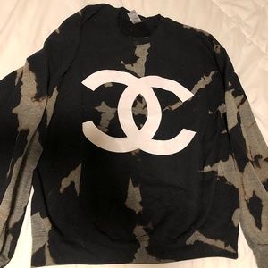 Chanel Black Acid Wash Sweatshirt